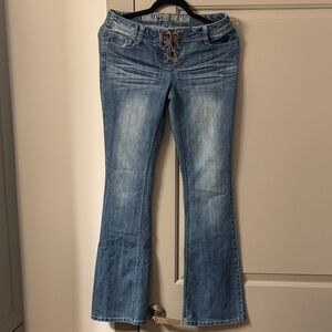 Vanilla Star Lace-Up Boot Cut Blue Jeans